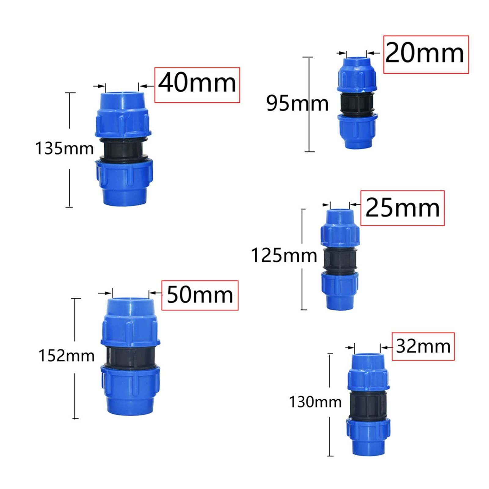 Adaptador de Conector de Utilidad Adaptador de Conector de Manguera 20 Mm/25 Mm/32 Mm/40 Mm/50 Mm Tubería de Pe Junta Rápida Codo de 90 Grados Diámetro Variable Junta Rápida Accesorio de Plástico/Púrp