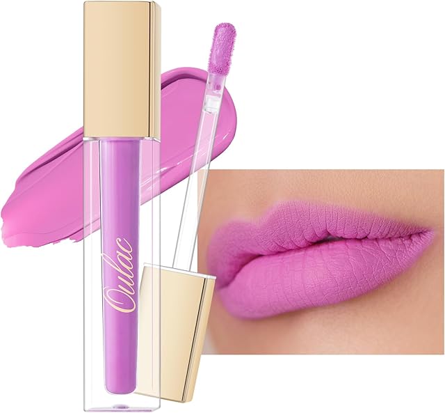 Oulac Matte Liquid Pink Lipsticks for Women - Pink Lip Gloss, Long Lasting Lipstick Waterproof, Creamy Texture High Pigment with Vitamin E & Rose Oil,Vegan M14