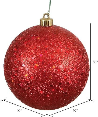 Miniatura 137 de Vickerman Esfera de adorno de Navidad de 10 pulgadas con acabado de caramelo, plástico inastillable, resistente a los rayos UV, decoración de árbol