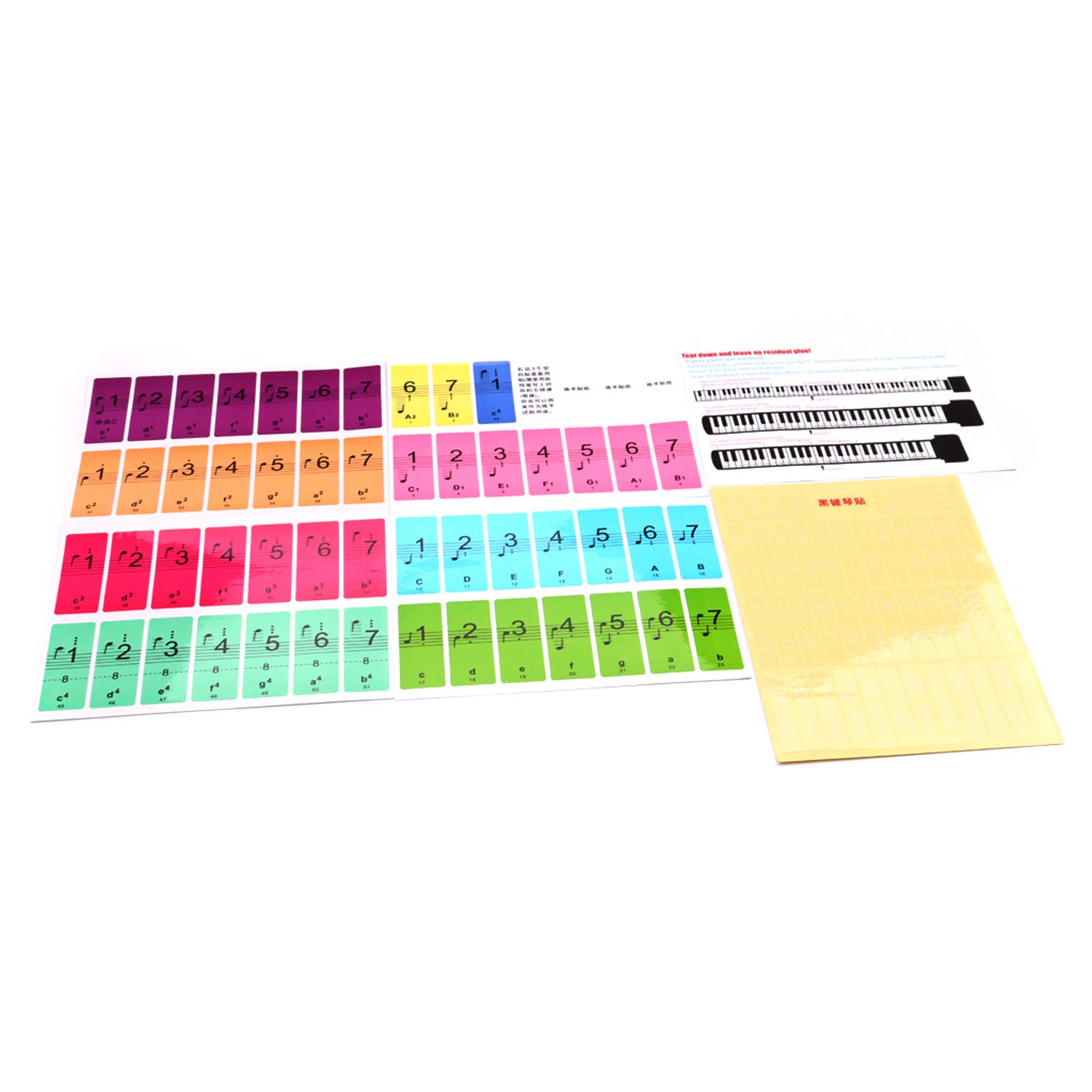 Autocollants de Touches de Clavier de Piano pour débutants pour 88/61/54 Touches Piano
