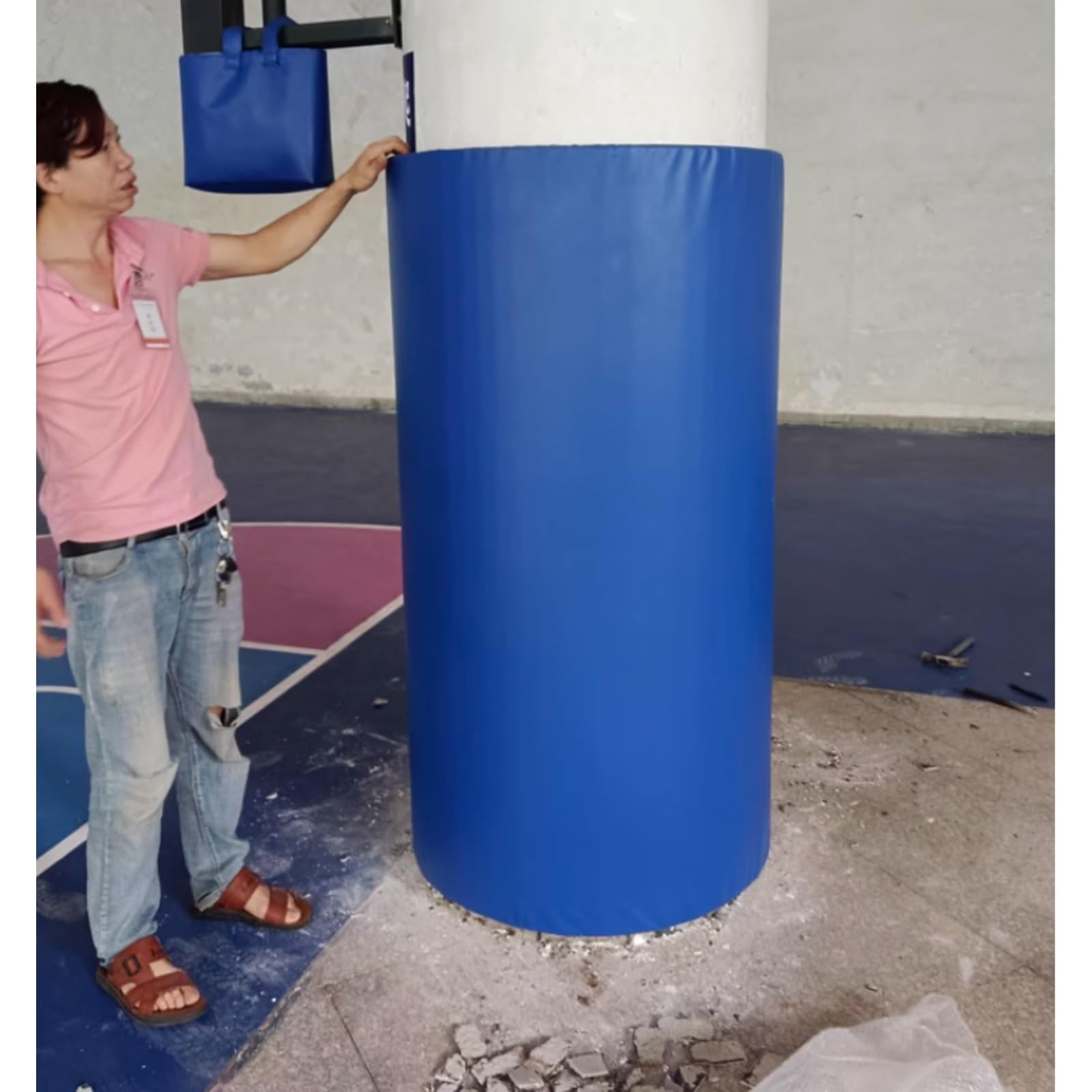 Basketballkorb-Polsterung, rundes Stangenschaumkissen für den Außenbereich, 4-seitiges Wrap-around-Design, passend für verschiedene Höhen, ideal für Garage und Hinterhof, Basketball-Setup