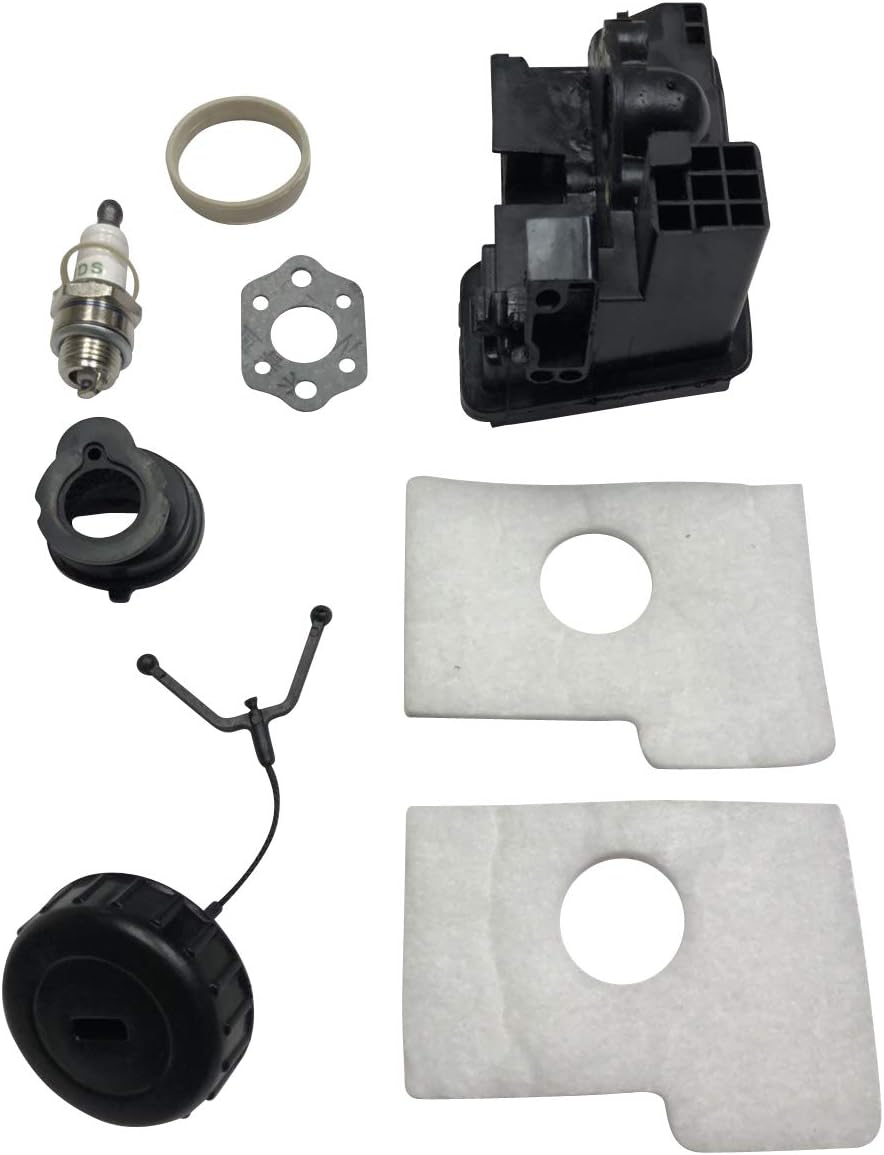 ENGINERUN Air Filter Housing Element Fuel Filter Manifold Gas Tank Cap Spark Plug Gasket Kit (7 PCS) Compatible with Stihl MS170 MS180 017 018 Chainsaw Replacement Parts Ref OEM 11231950400 : Patio, Lawn & Garden