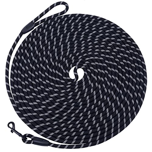 Long Dog Leash for Training 20Ft-Reflective Nylon Rope with Swivel Hook-Recall Agility Lead for...