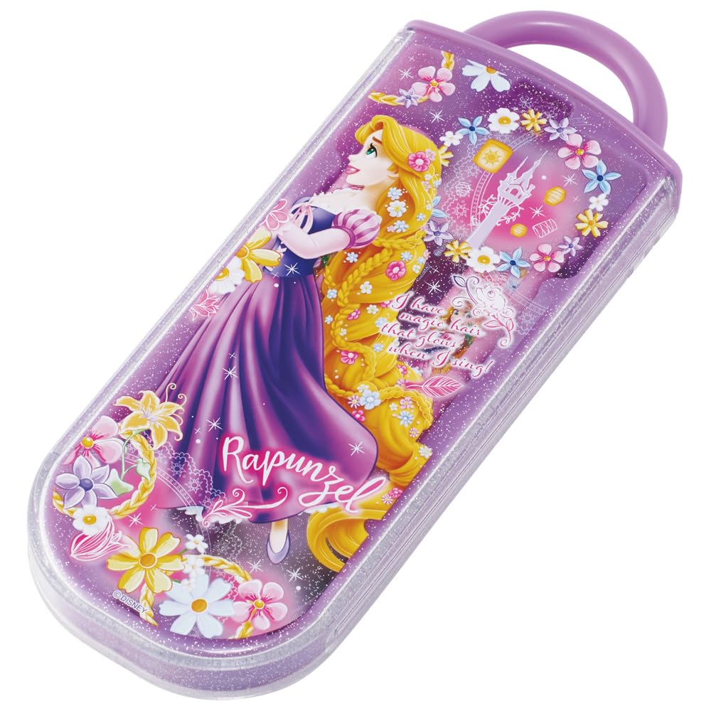 Skater TACC2AG-A Disney Roszpunka zestaw trio, pałeczki, łyżka i widelec, dla dzieci, leczenie antybakteryjne, łatwe do otwarcia, typ slajdów, wyprodukowano w Japonii