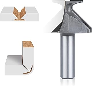 HUHAO 1/2" Shank R18 Seamless Woodworking Router Bit, Arc Bending Integrated Milling Cutter Router Bit, Carbide Tip V Bit for Woodworking Chamfer Bevel Cutter Engraving Tool