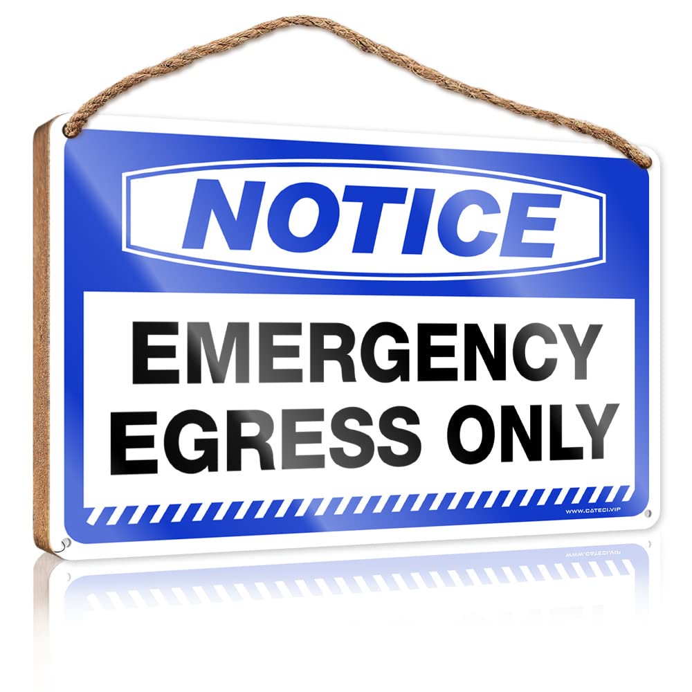 FZFN Wood Decor Sign Notice Emergency Egress Only Wooden Sign Farm Hanging Door Sign Funny Room Signs(23X35CM)