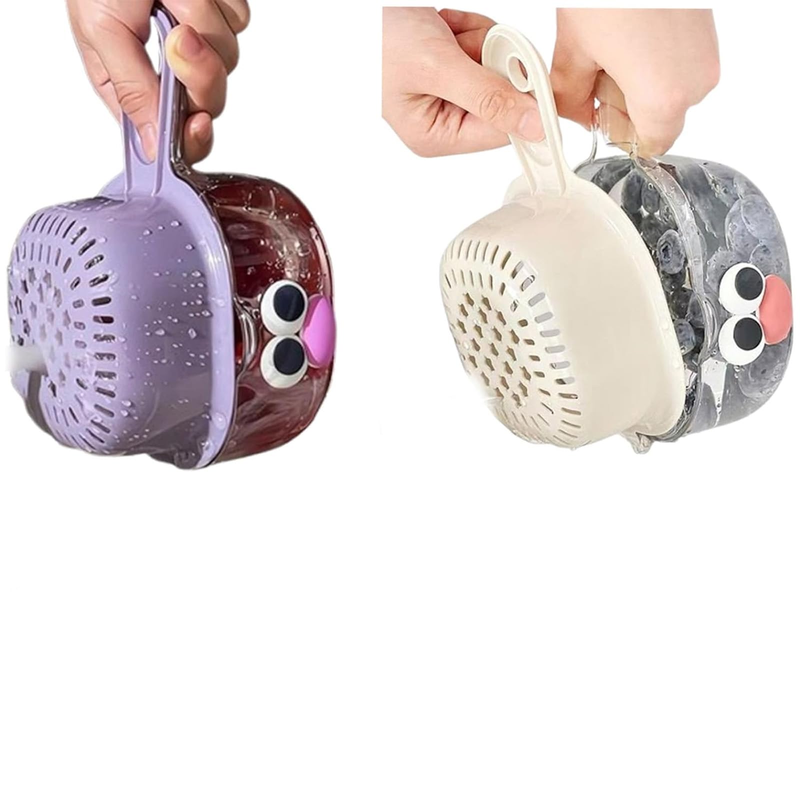 hogtnd Plastic Draining Basket with Convenient for Efficient Washing of Fruit and Kitchen Plastic Strainer