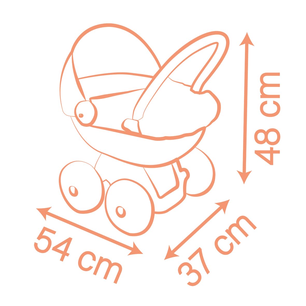 Smoby - Baby Nurse - Wózek przytulanka - dla niemowląt i lalek do 42 cm - Ciche koła - Kosz do przechowywania - Materiał z recyklingu - Od 18 miesięcy - Wyprodukowano we Francji