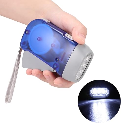 Miniatura 9 de Paquete de 4 linternas de emergencia con manivela, no requiere batería, 3 luces LED brillantes, linterna de cuerda portátil para campamento,