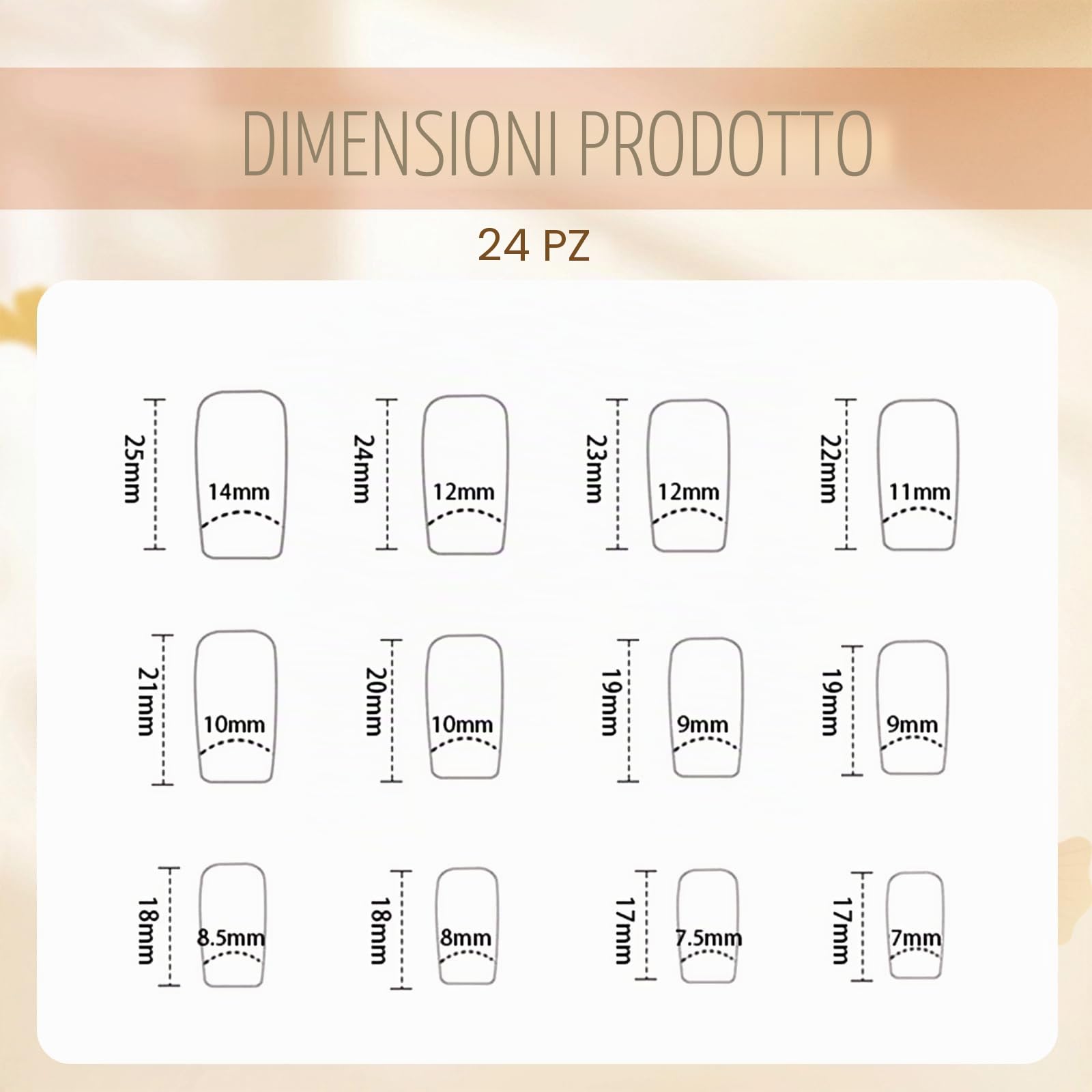 GlamRays - Unghie artificiali press-on, con french manicure, forma quadrata, lunghezza media, per nail art, finitura lucida, unghie in materiale acrilico per donne e ragazze, motivo a fiori, 24 pezzi