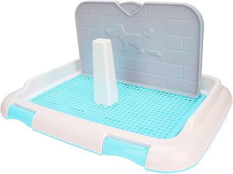 Pet Dog Toilet Litter Box, Portable Indoor Puppy Training Toilet Tray Cat Potty Fence Dog Scheduled Urination Potty TrayBlue