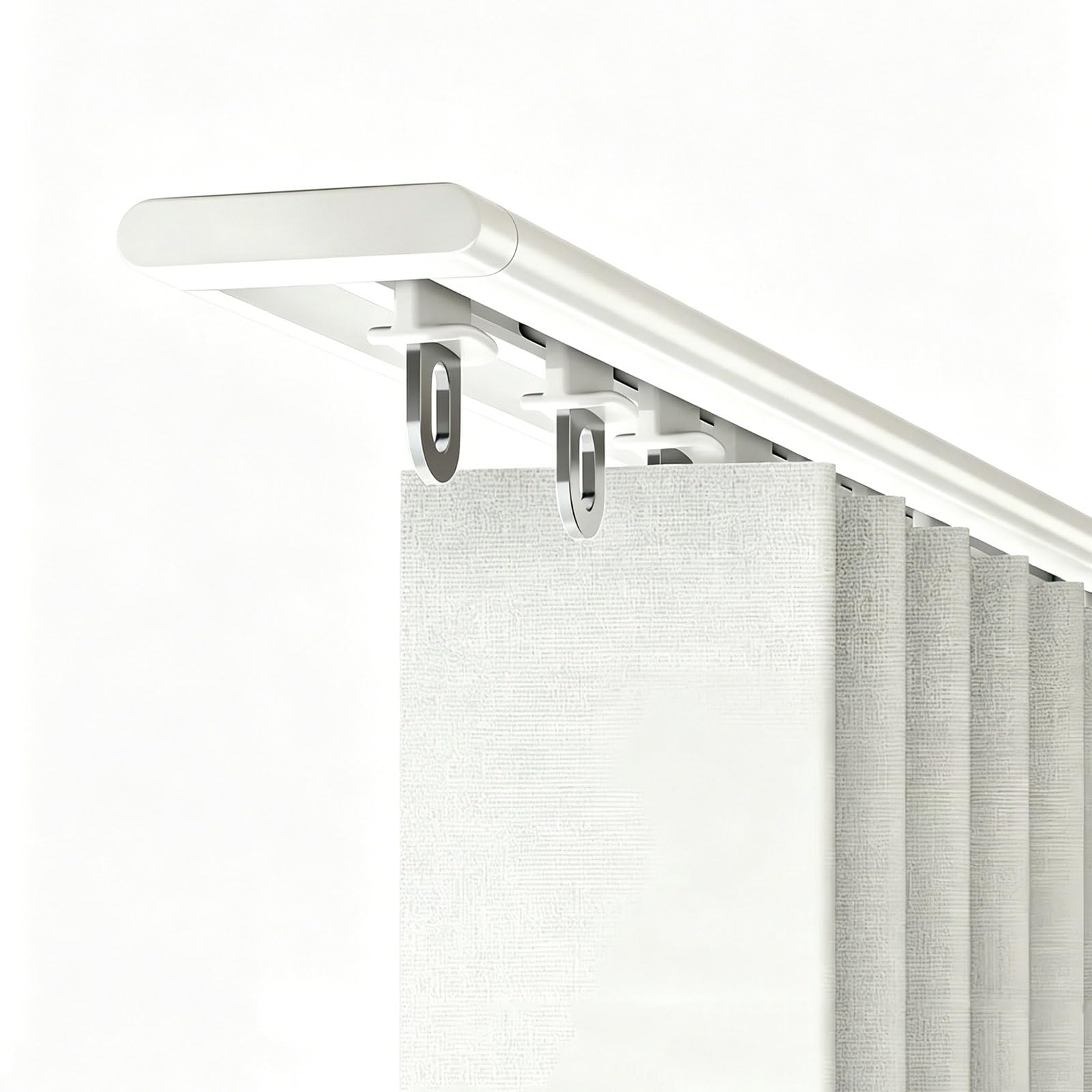 Silent Curtain Track Ceiling Mount, Ultra-thin Curtain Track System, Aluminum Ceiling Mounted Rail Easy Install for Living Room Bedroom Shower(White,1.6m/5.3ft)