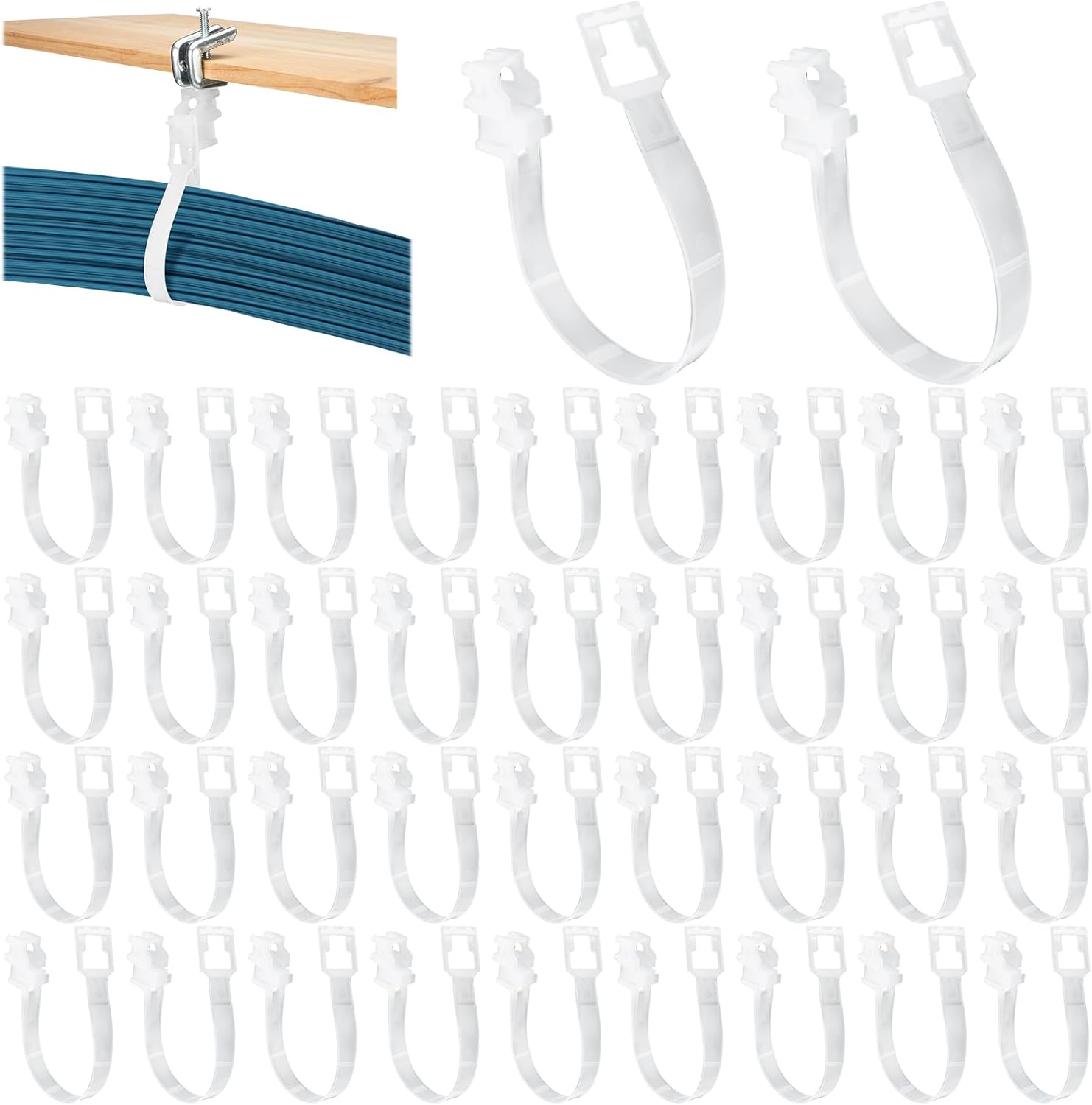 50 Pcs 2" Loop Cable Hangers, UV Rated Loop Cable Rings Hooks Holders for Beam Clamps Communications Wire Support Management