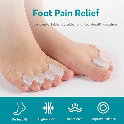 Miniatura 6 de KIYOKI 2 pares de separadores de dedos, espaciadores de dedos para juanetes para mujereshombres, alineación de pies, firme para usuarios avanzados,