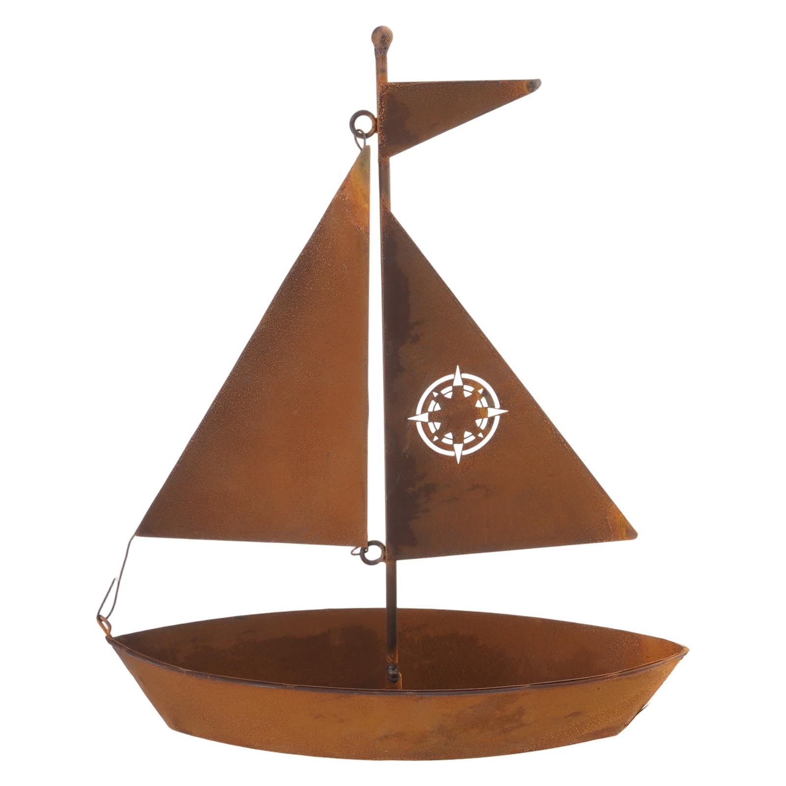 Kaeltsyn Unique Sailboats Shape Metal Flower Pots Elegant Rusty Sailboats Alloys Planter for Indoor Outdoor Decoration Flower Pots