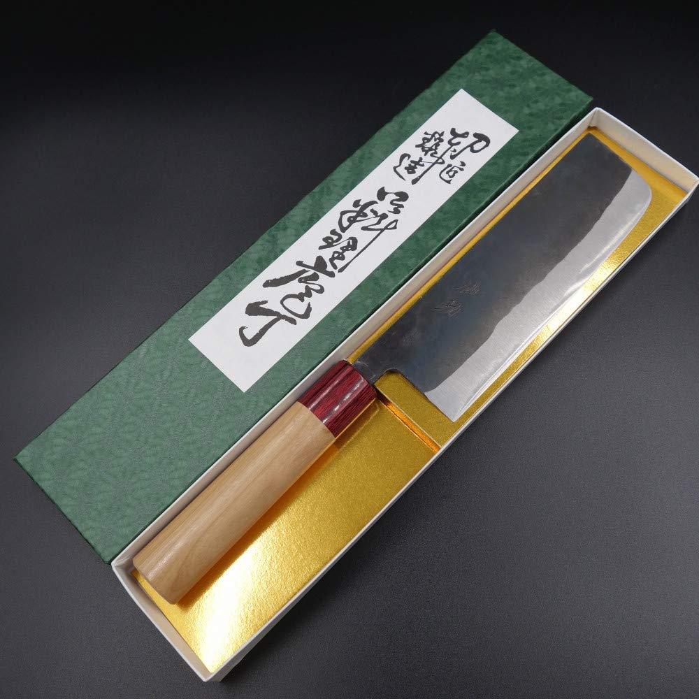 包丁 菜切 菜切包丁 165mm 安来鋼青紙２号 寿檀八角柄 越前打刃物 仙助 菜切 包丁 165mm 安来鋼 青紙2号 墨流し 紫檀シノギ柄
