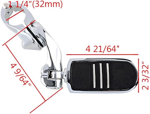 Miniatura 2 de Astra Depot Estriberas cromadas izquierda derecha con reposapiés Streamliner compatible con protector de motor Harley 1 14" 1.260 in