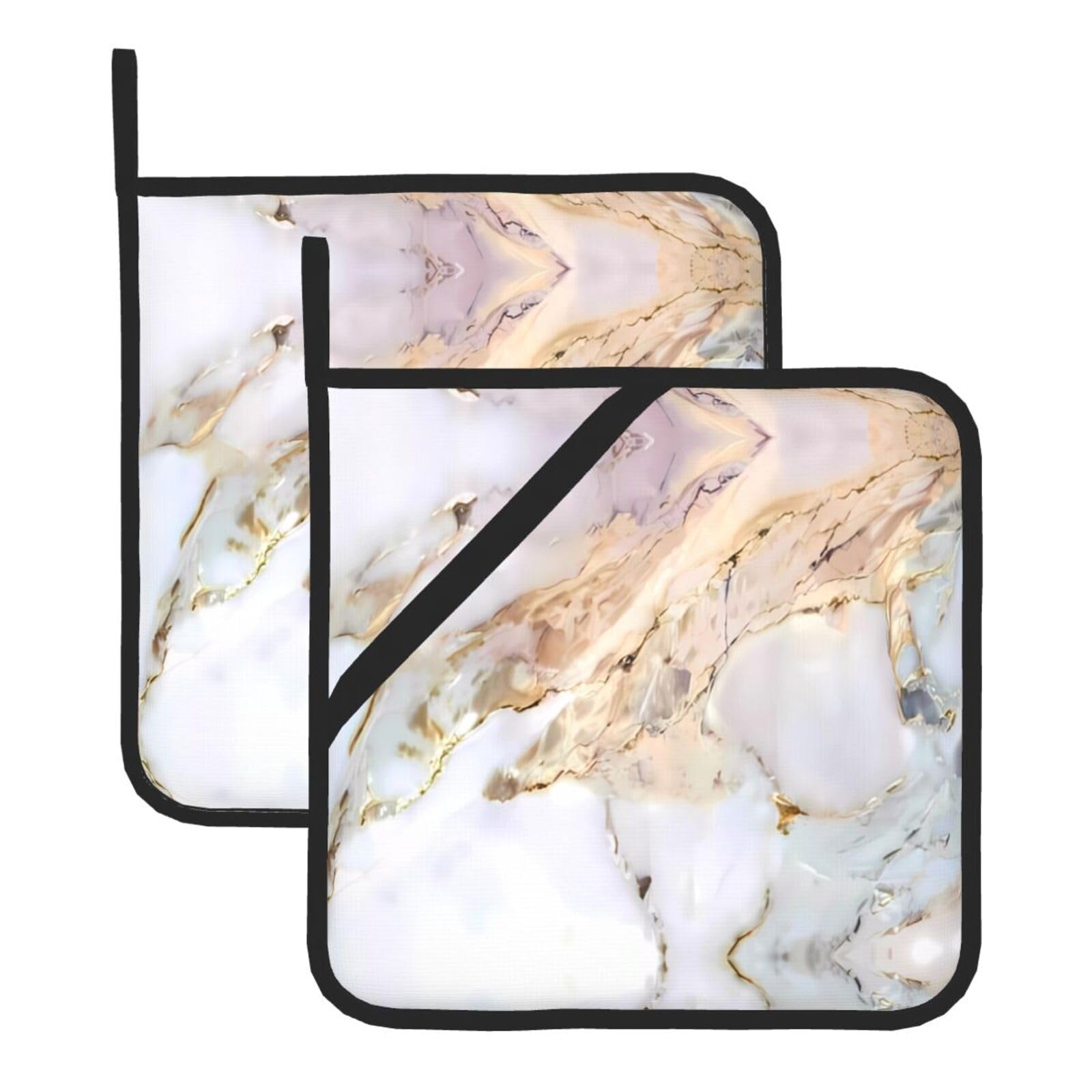 WHJSHOP Marble Prints Square Hot Pads for Kitchen Counter - Thick Heat Resistant Trivets for Microwave & Oven, BBQ Grilling Cover (2 Pack)