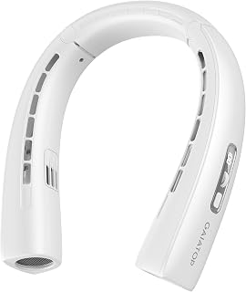 Gaiatop Portable Neck Fan, Wearable 360° Surround Cooling Turbo Airflow, 0 to 100 Speeds, Up to 12.5H Lasting, Rechargeable Hands Free Personal Fans for Outdoor, Travel, Concerts, Office, Gym, White