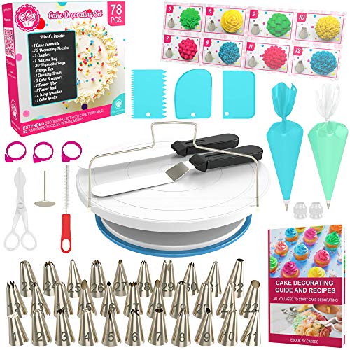 Cake Decorating Kit Cake Turntable - 78 pcs Baking Set Turntable Cake St