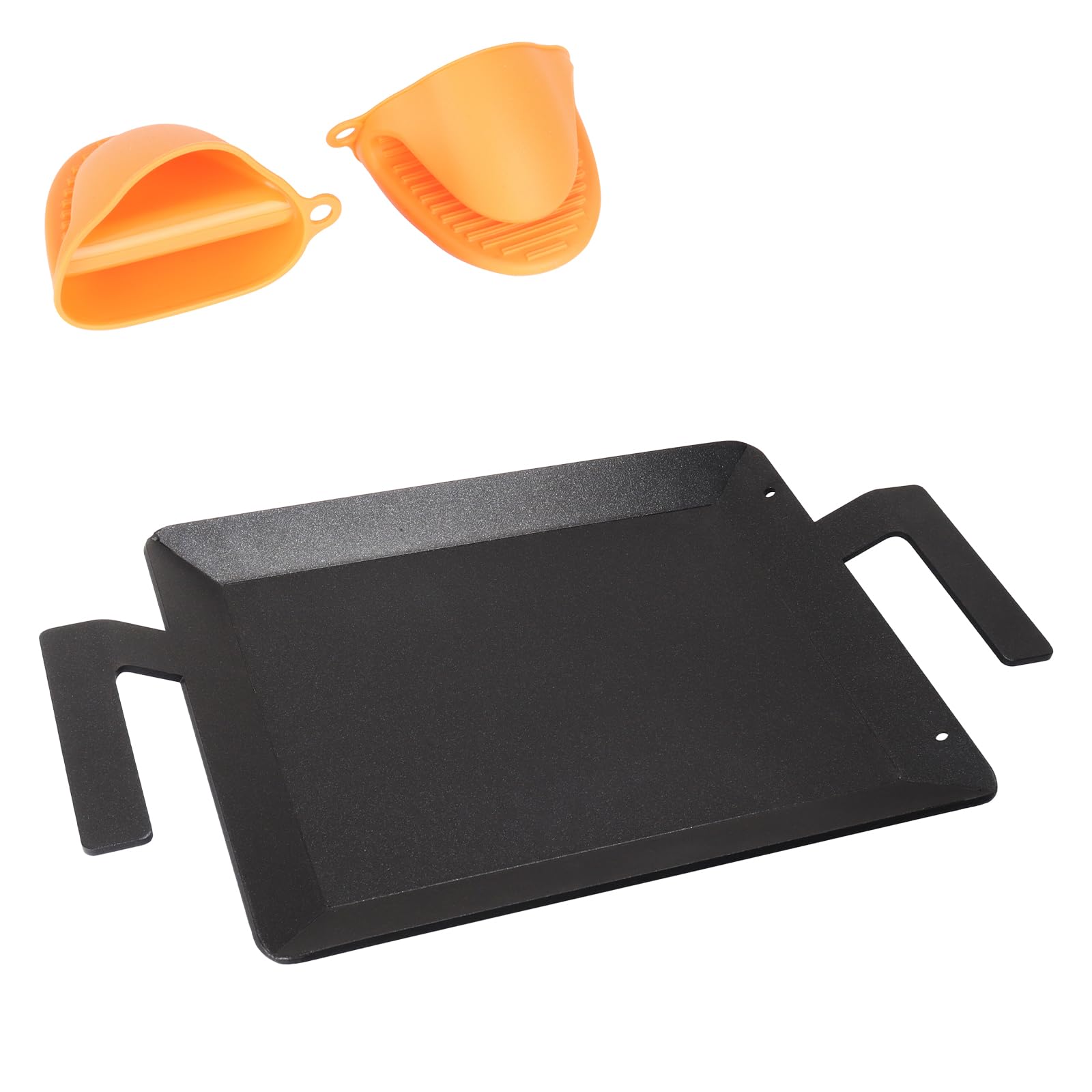 carbon steel griddle for gas grill, double burner griddle compatible with induction, stove top, electric, oven - 17" x 10" professional cookware for cooktop, nonstick griddle pan