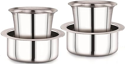 KC Stainless Steel Dabara Set | Tea, Coffee Dabara Set | South Indian Coffee Glass Tumbler Set of 4 | Serving Drinkware | Stainless Steel Dabara Tumbler Set, 200 ML Capacity