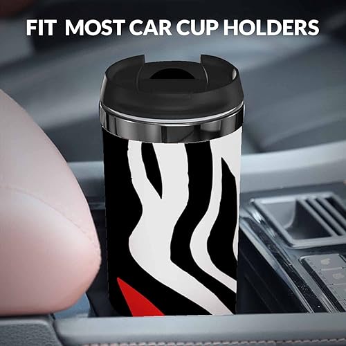 Miniatura 7 de WONDERTIFY Taza de café Zebra Piel Animal Rayas Tigre Negro Rojo Línea Blanca Taza de Café Botella de Acero Inoxidable Doble Pared Termo Viaje Agua