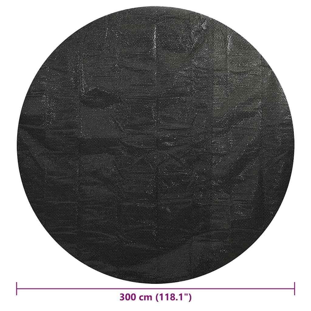 Cubierta de piscina negra de 300 cm, lámina solar de polietileno con cámaras de aire, resistente al desgarro y al agua, esterilla aislante para piscinas, jacuzzi y jardín