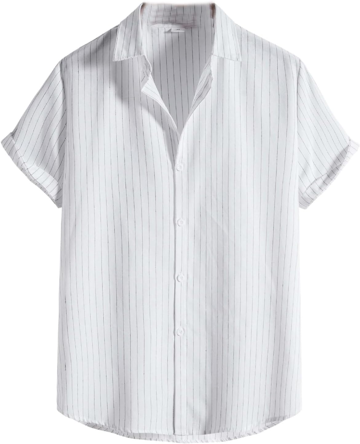 Casual Short Sleeve Shirts for Men Vertical Striped Thin Tees Button Up Spread Collar Top Fashion Classic Shirts Tops