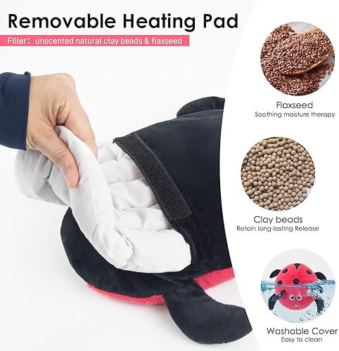 Miniatura 9 de Almohadilla térmica para microondas para aliviar el dolor, 8 x 18 pulgadas, almohadilla térmica húmeda multiusos para cuello, hombros, espalda,
