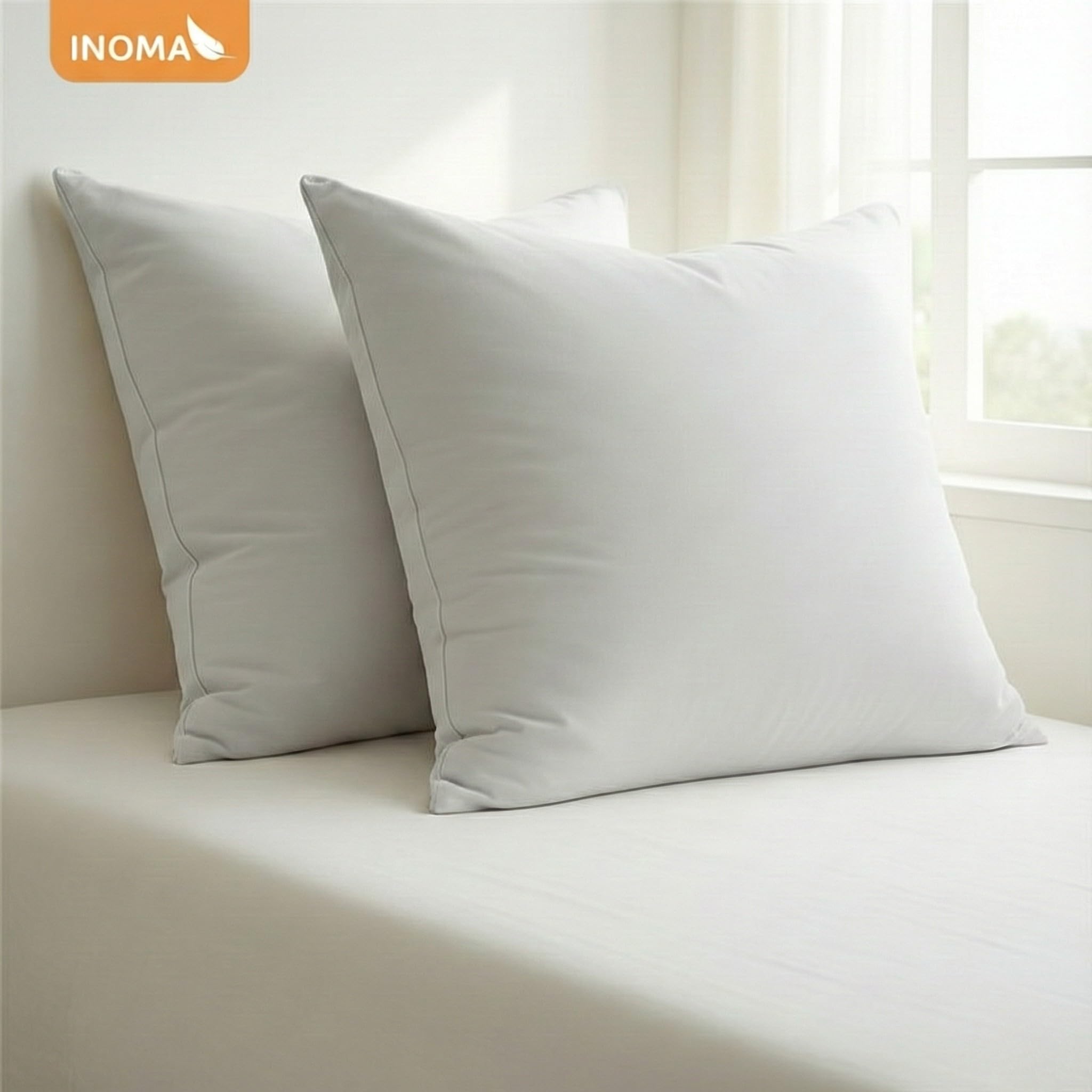 INOMA Wellness-Kissen Capri 80x80-2er Set -, Hotel Kissen, Ultra Soft Federn Daunen Mischung (90% Federn, 10% Daunen), Made in Germany, Oeko-TEX, allergikerfreundlich, Ganzjahr