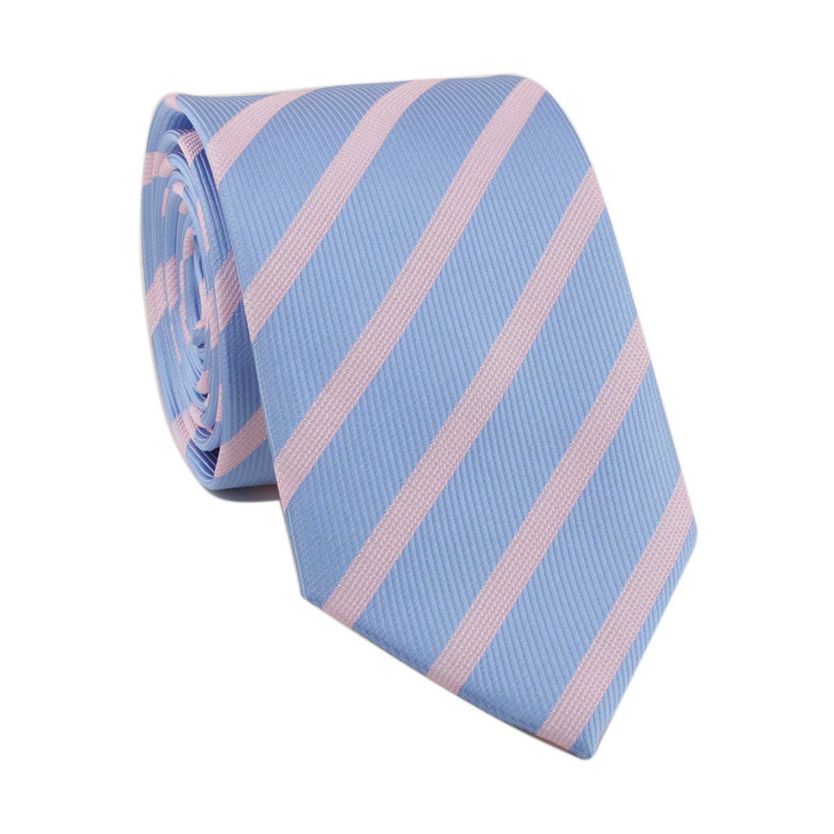Acvip Men's Iceblue Stripes Bussiness Formal Occassion Polyester Pretied Necktie (Iceblue)