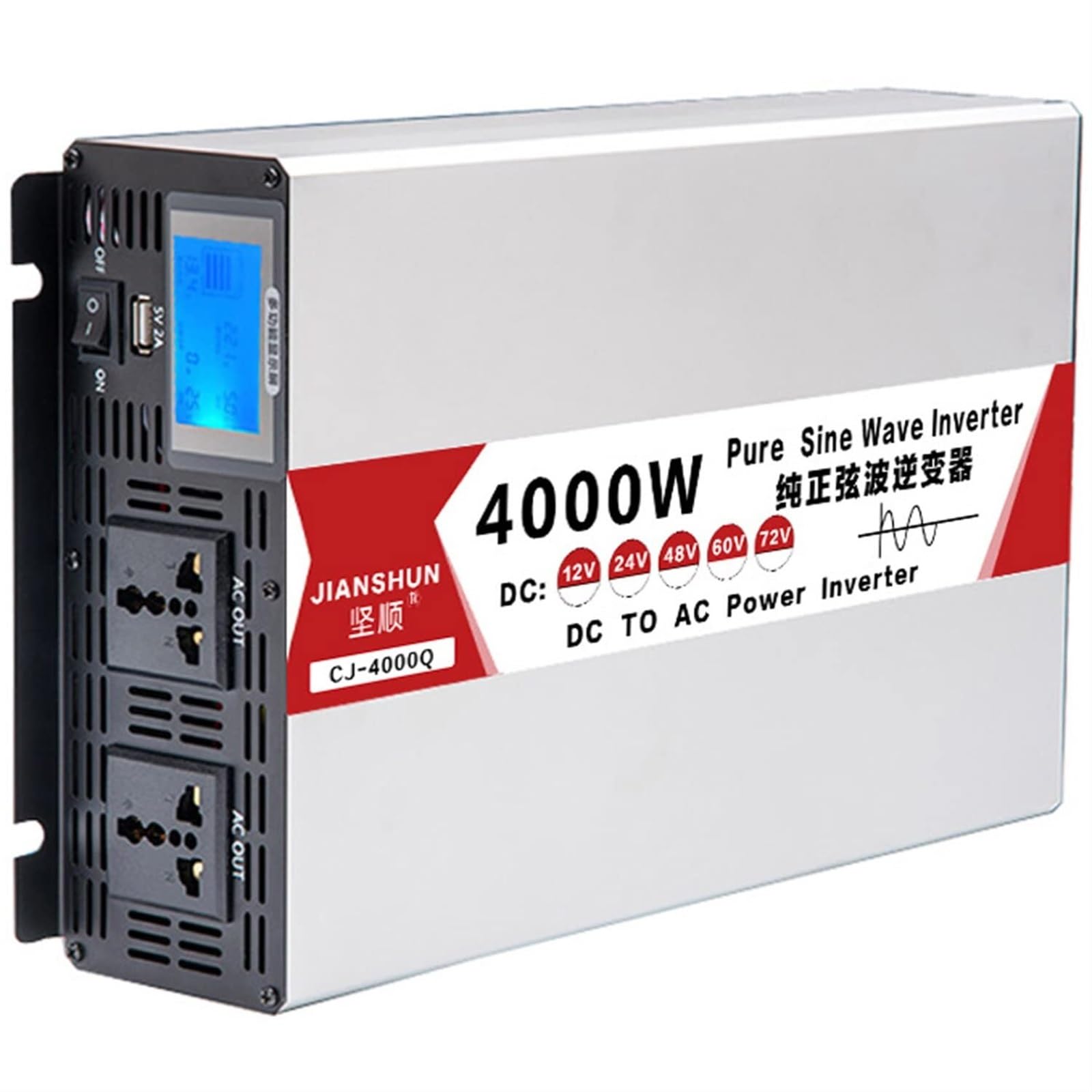CZVJUKBYP 4000W/5000W/6000W/8000W Pure Sine Wave Inverter 12V/24V/48V/60V to 110V 220V Voltage Converter Car Power(48Vto220V,4000W)