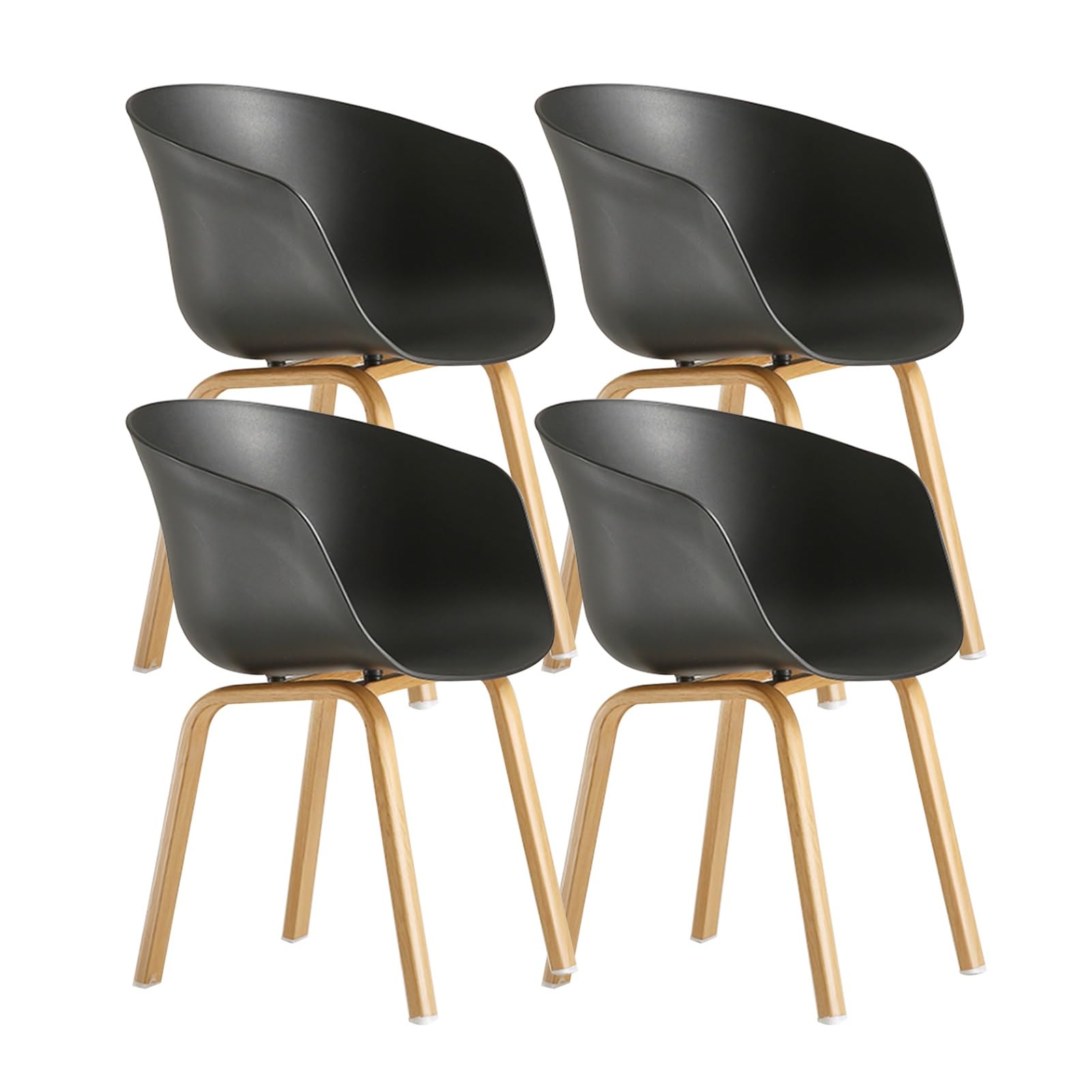 SJIALEN Dining Chair Set of 4,Leisure Plastic Chair Coffee Restaurant Hotel Marriage Room Backrest Negotiate Office Reception Chairs Kitchen Chair (Color : Black)