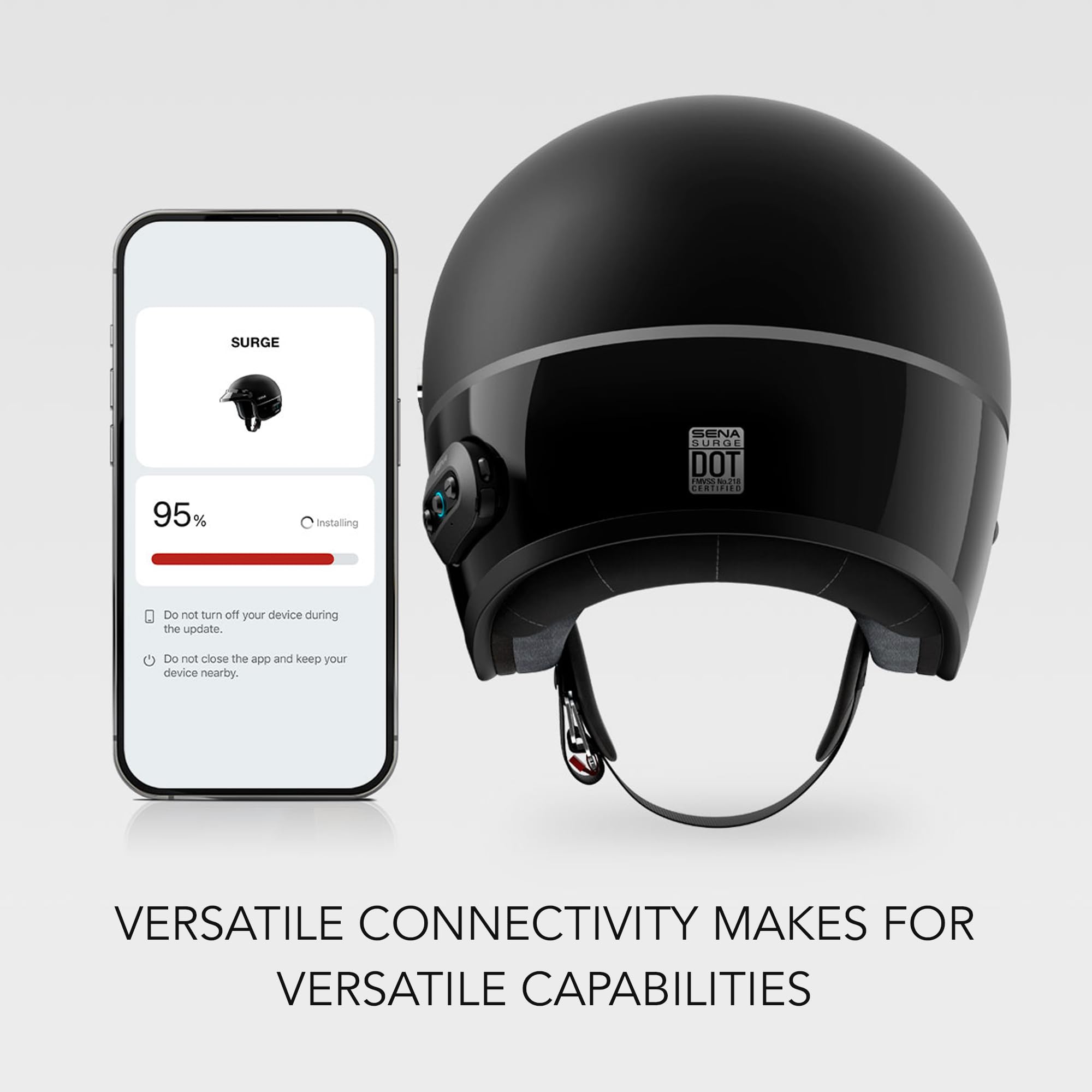 Amazon.com: Sena Surge Mesh Intercom Enabled Open Face Smart Motorcycle  Helmet (Matte Black/Gloss Black, M) : Electronics