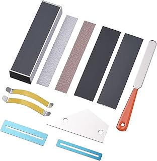 JINGFENG Guitar Repair Maintenance Tools Kit Including Guitar Frets File + Leveling Ruler + 15CM Leveling Bar + String Separator + Fingerboard Guard + Sandpaper