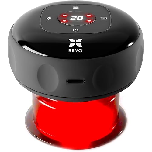 REVO The Original 4-in-1 Smart Cupping Therapy Massager, Red Light Therapy for Targeted Pain Relief, Knots, Aches, Muscle Soreness, Circulation & Tighter Skin, Portable Cupping Kit