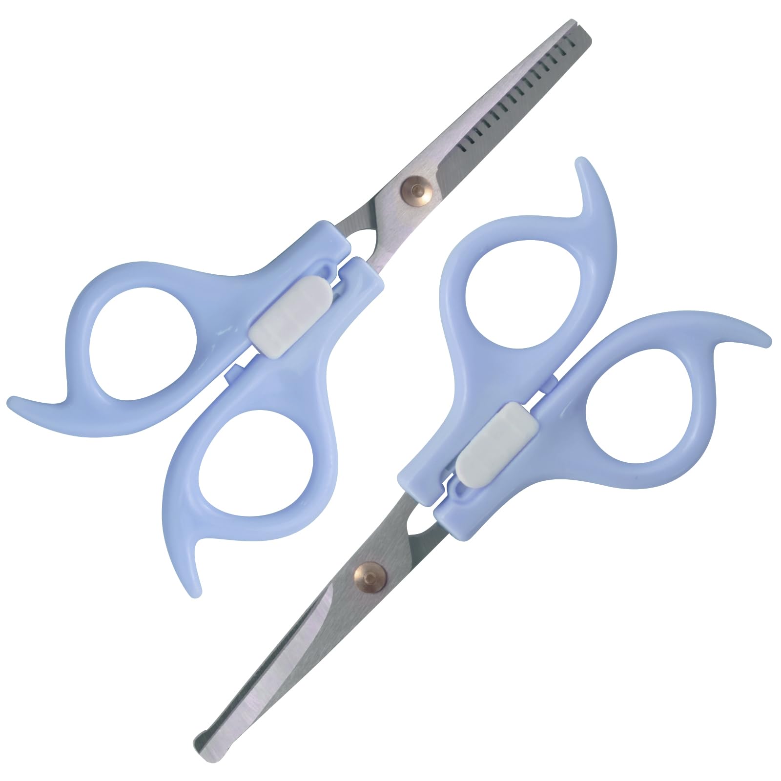 Ergonomic Safety-Lock Hair Scissor Set – Professional Precision Cutting & Thinning Shears with Secure Slide Lock for Children and Adult - Blue