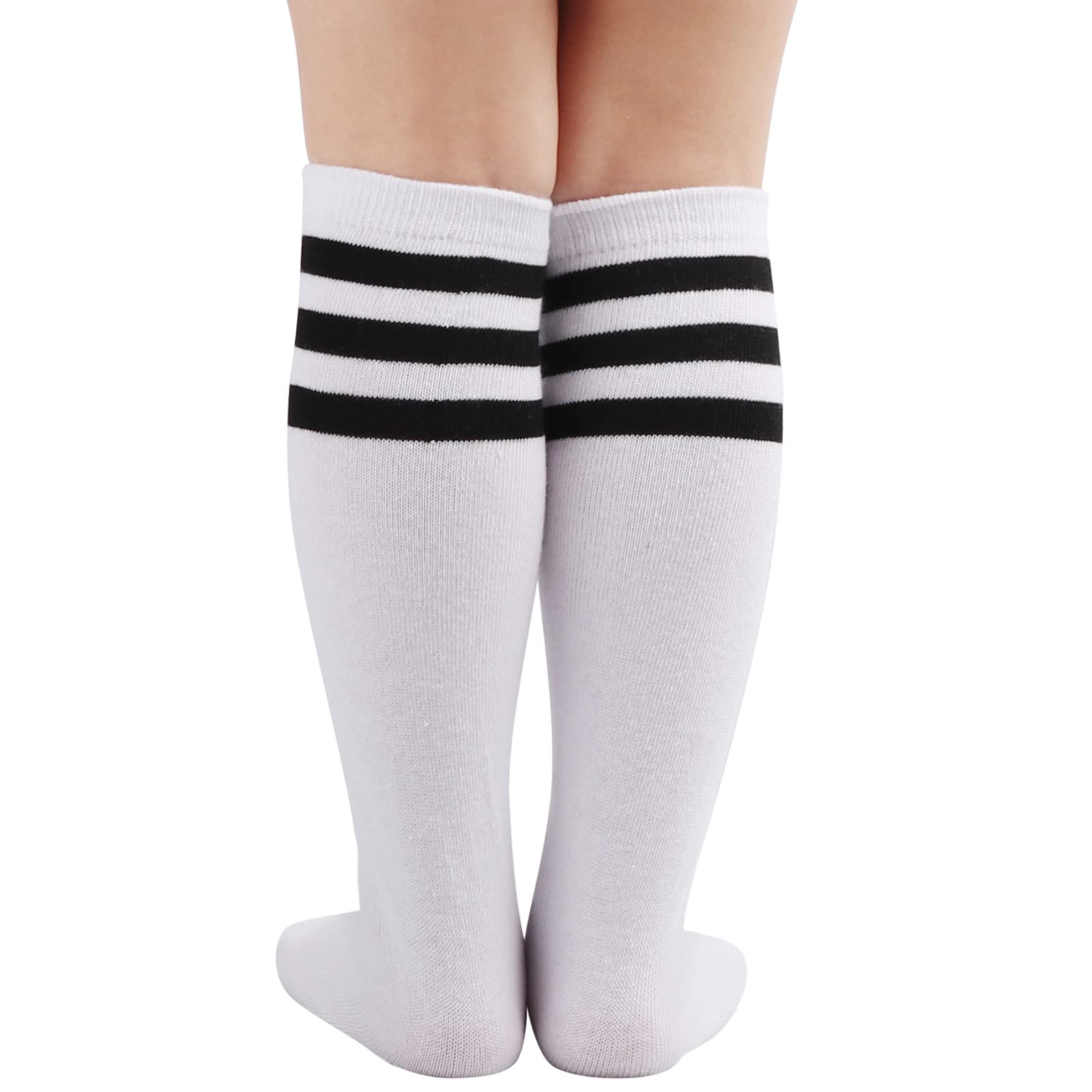 DRESHOW Calcetines de Fútbol a Rayas Hasta la Rodilla Algodón Largo Tubo para Niños