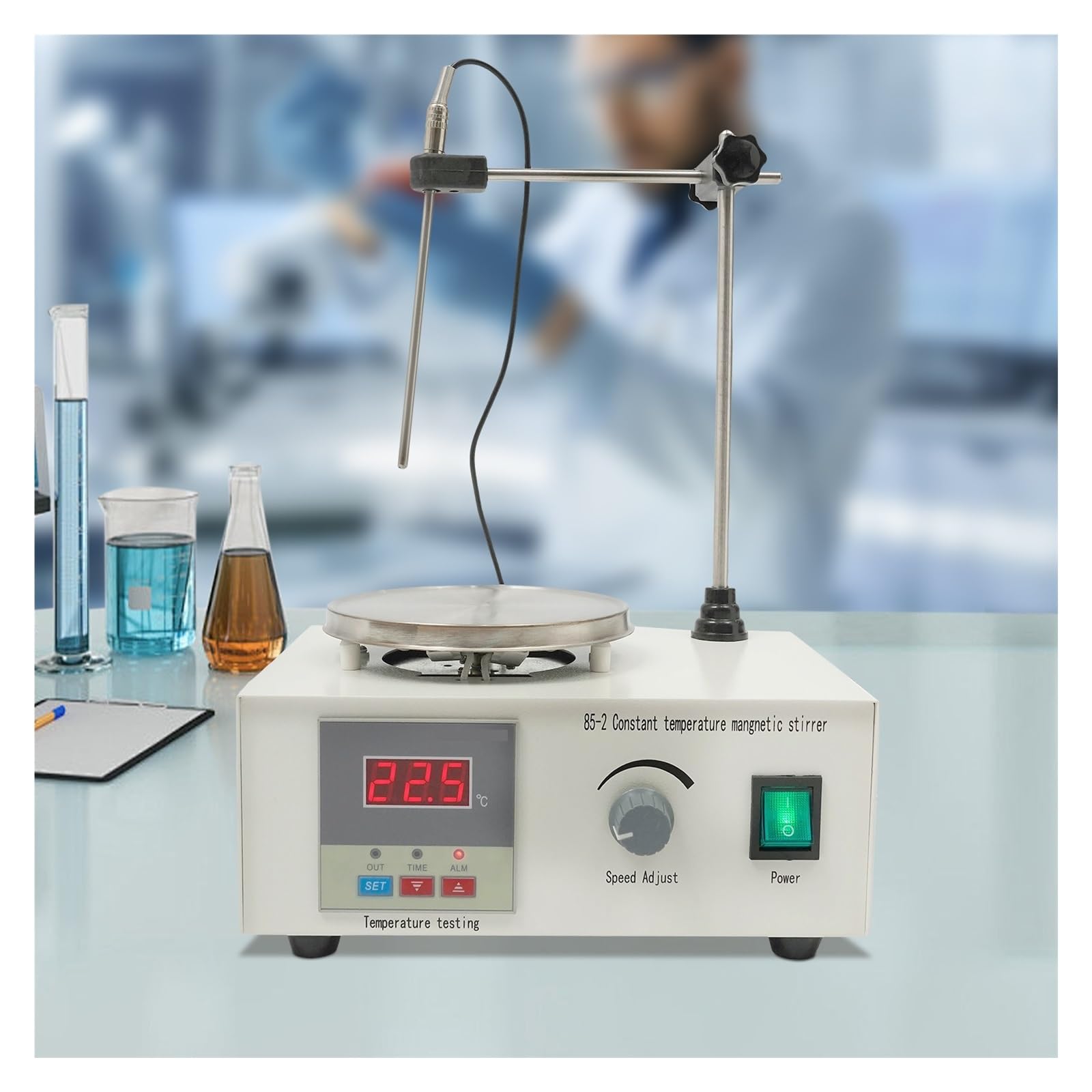 Agitatore Magnetico Con Piastra Riscaldante Da 2000 Ml, For Laboratorio, Display Digitale Della Temperatura, Supporto For Barra Di Agitazione, 250 W Mescola energicamente