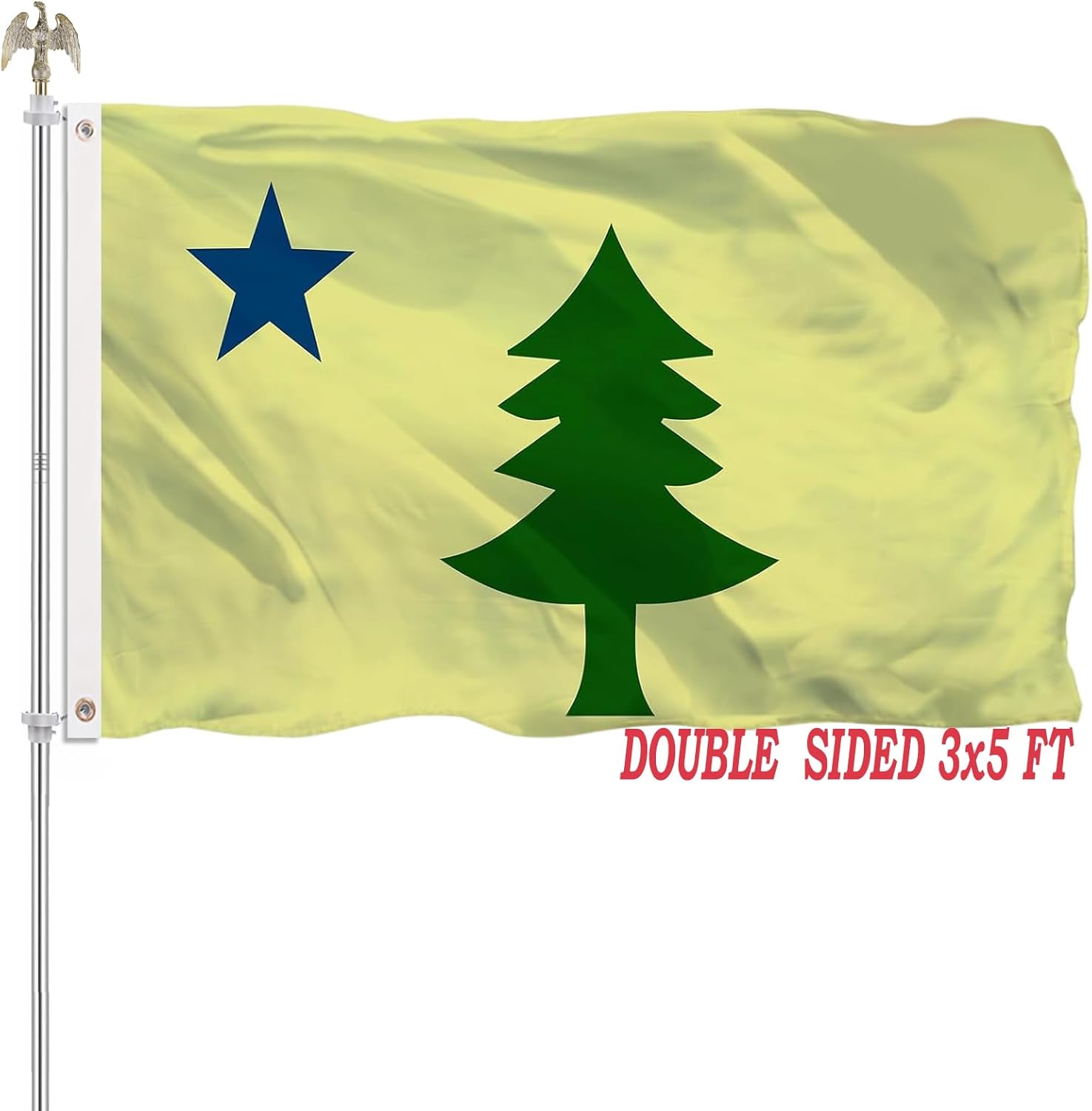 Original Maine 1901-1909 State Flag 3x5 Double Sided Heavy Duty 100% Polyester with 2 Brass Grommets for Outdoor Indoor Wall