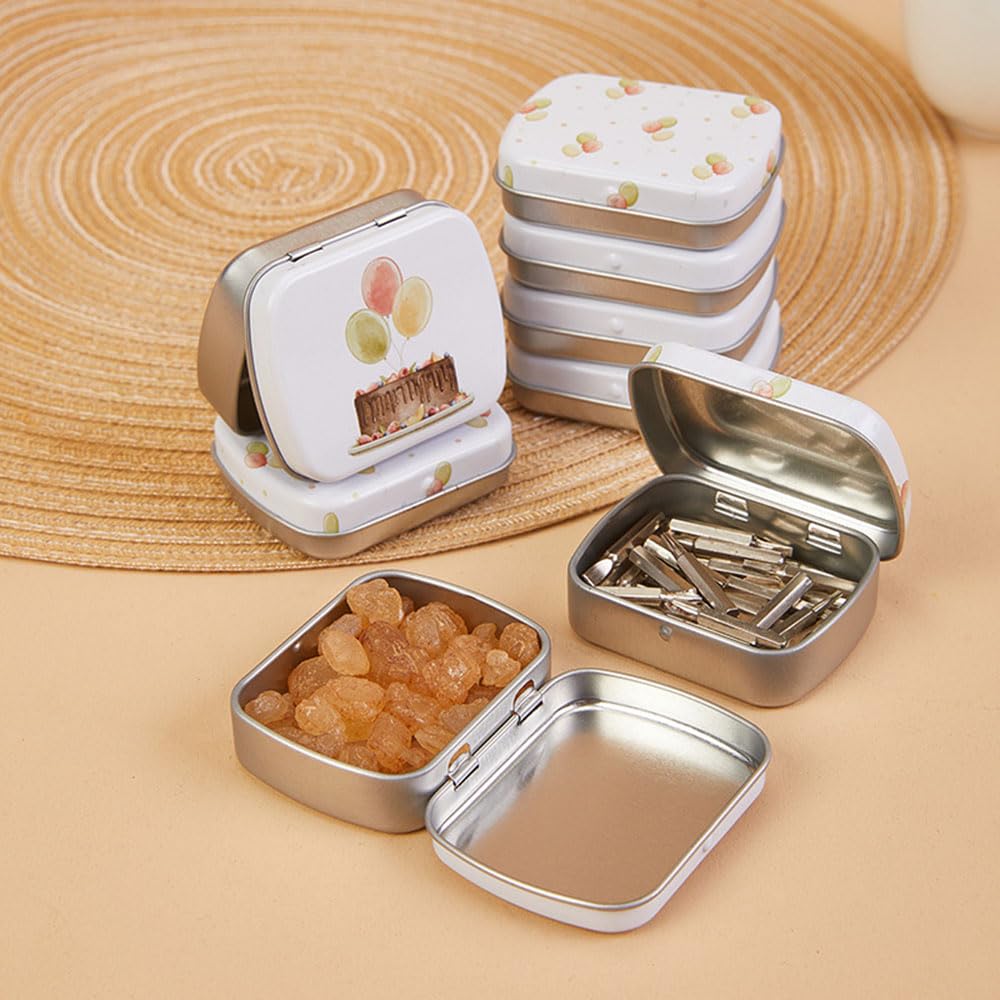 Amazon｜Alunsito 12個パック 空のヒンジ付き缶、金属製ブリキボックス