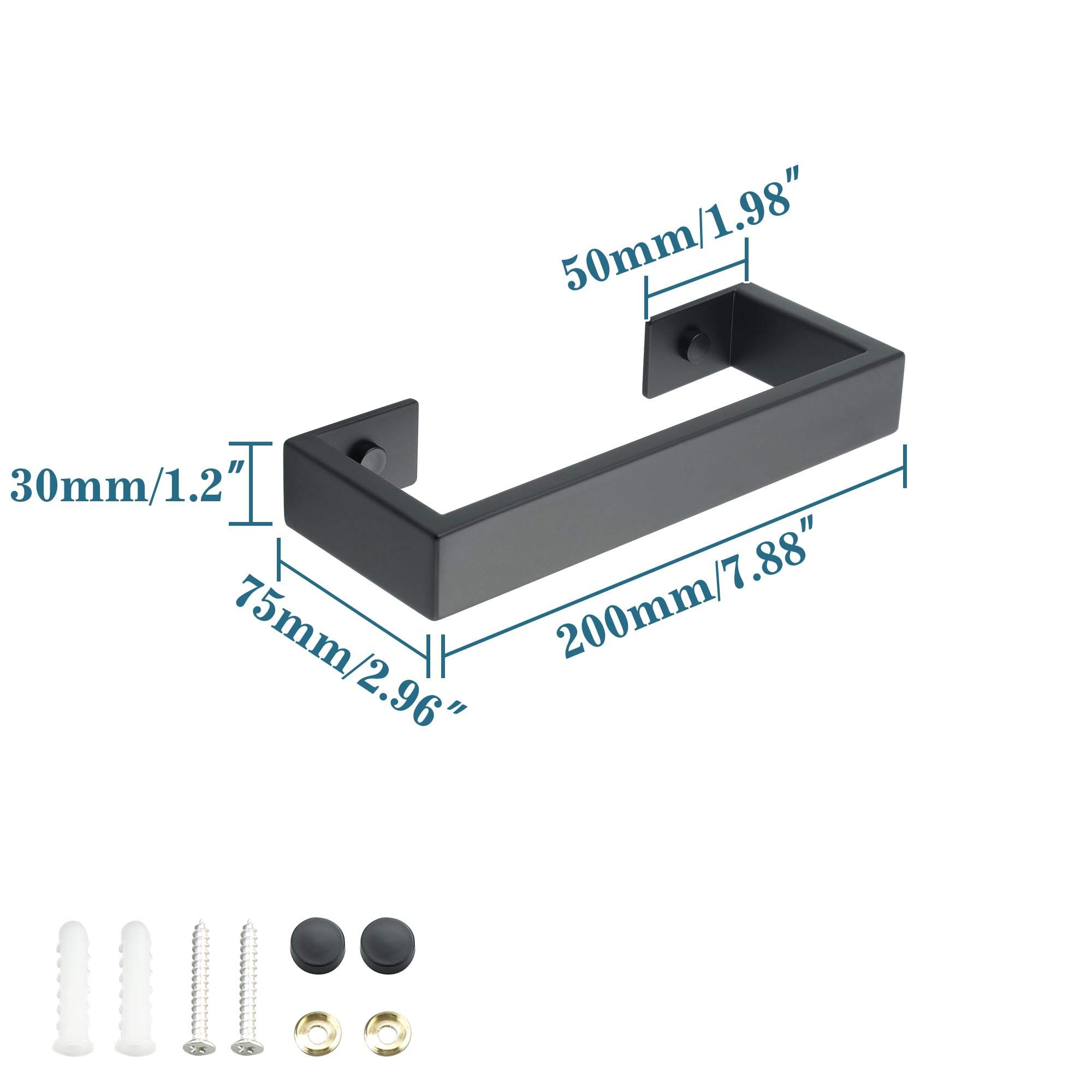 Mooche Towel Rail Black Wall Mounted, Bathroom Towel Holder, SUS304 Stainless Steel Towel Bar - Image 2