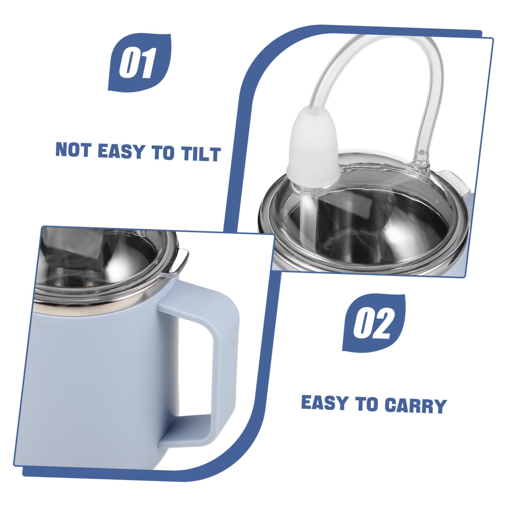 Beaupretty Pflege -Schluckbecher Spill Proof Strohbecher Auslaufsicherer Trinkbecher für Erwachsene älterer älterer Trinkbecher Stillstrohbecher Grinktflaske Edelstahl 304 Himmelblau