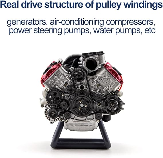 RC V8 Engine Model V8 Engine Assembly Kit Mini V8 Engine Kit V8 Engine Model Kit V8 Engine Model Kit 3D Printed V8 Engine V8 Internal Flame Engine Physics Experiment Toy Gift for Adults -KIT