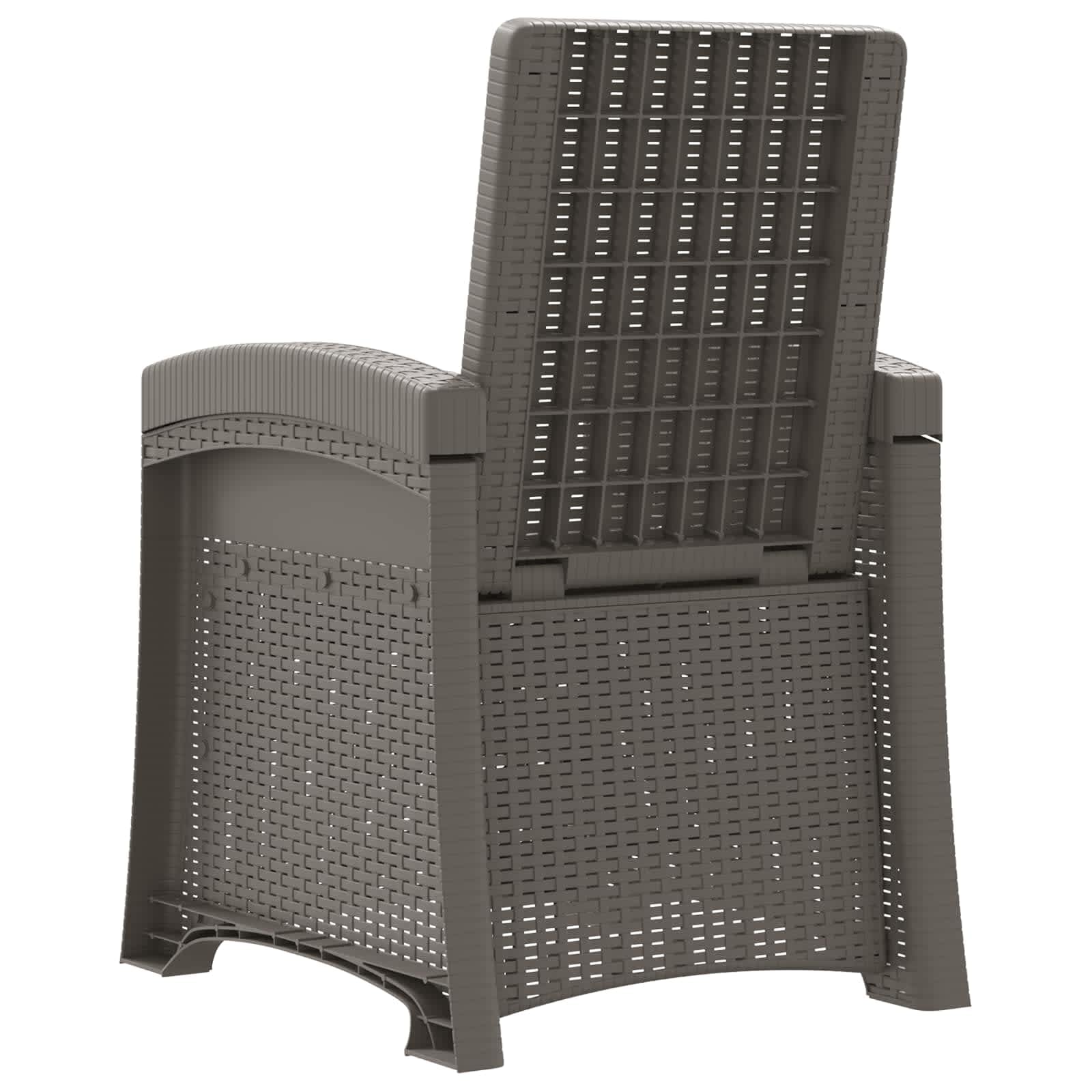 Silla de jardín reclinable imitación ratán 2 piezas, color gris claro | Polipropileno duradero, respaldo regulable 3 posiciones, uso exterior, fácil de limpiar