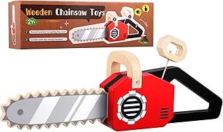 GAGAKU Wooden Toy Chainsaw for Children from 2 Years - Children's Tool Box Alternative, Realistic Toy Saw with Sound Function, Educational Toy for Outdoor Role Play, Garden Tool