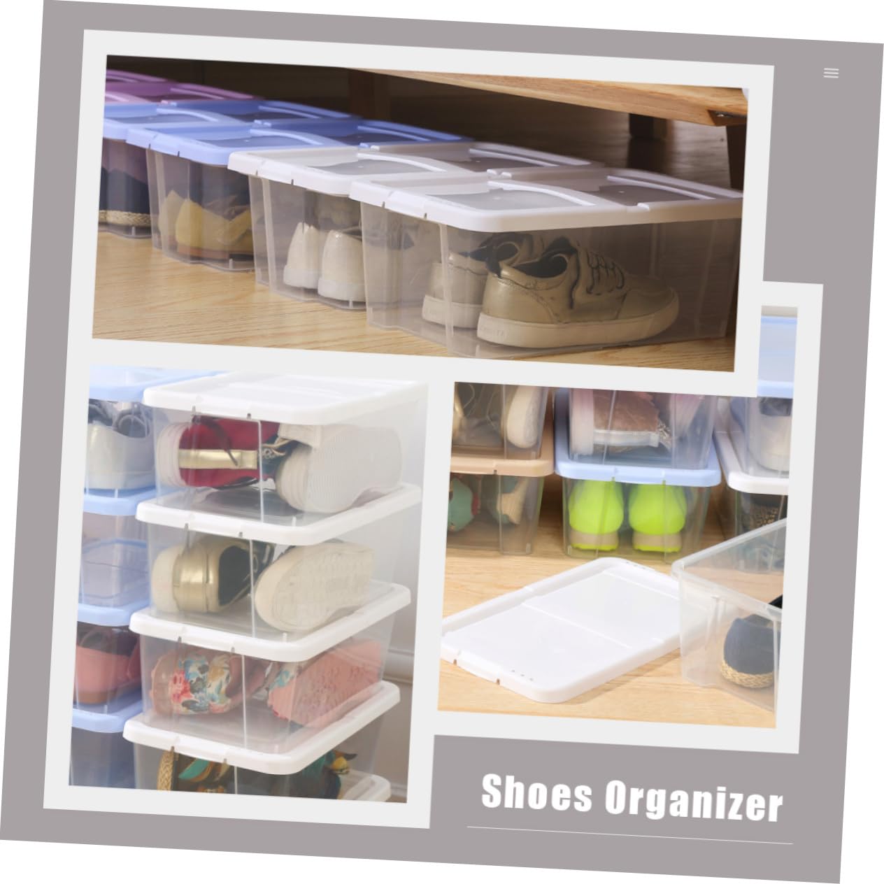Caja de Zapatos 2 Piezas de Plástico Transparente Apilable