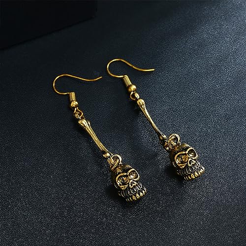 Halloween Skeleton Necklace Earrings for Women Pirate Skull Tassel Necklace Halloween Jewelry3