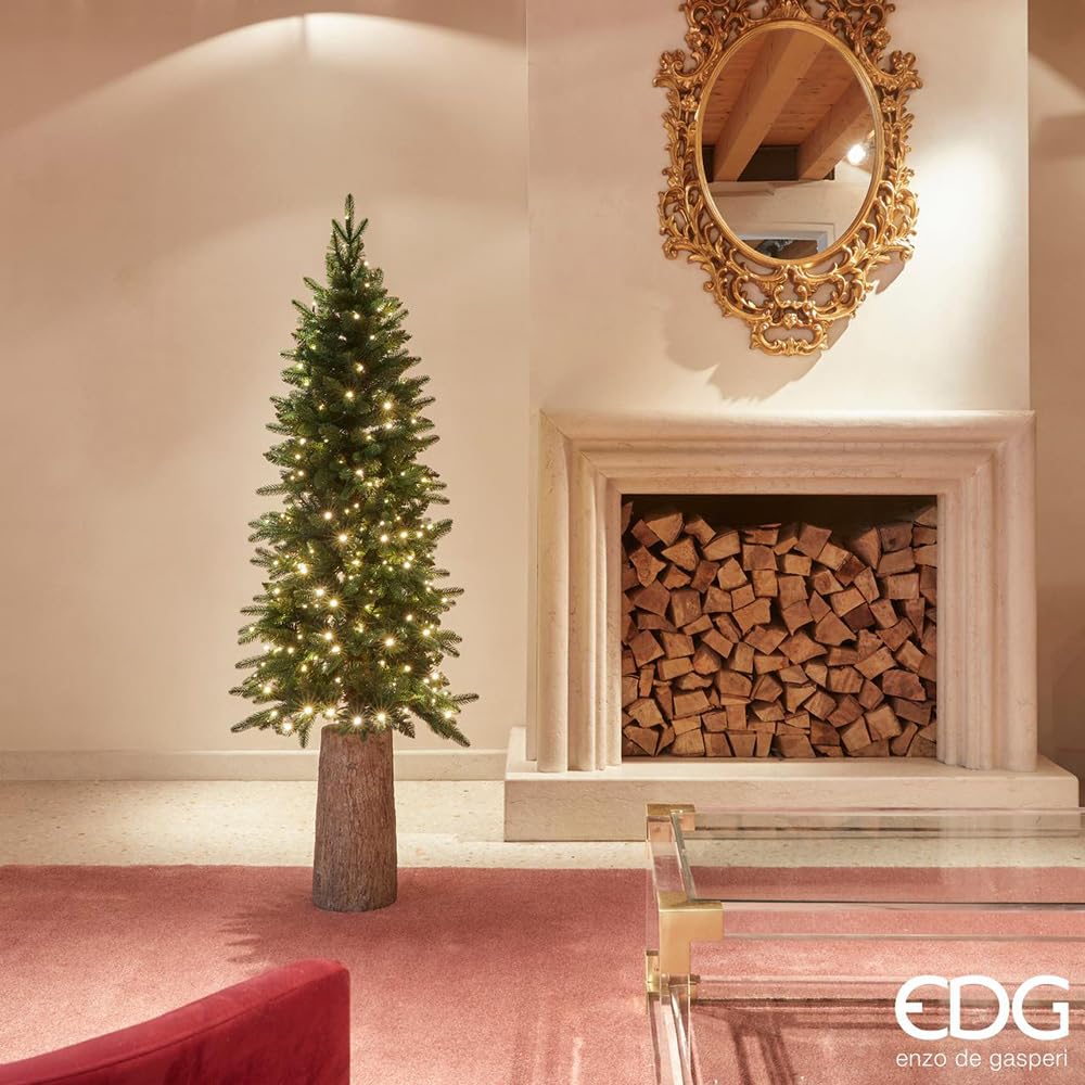 EDG - Enzo De Gasperi Pino Artificiale Albero di Natale con 260 Mini LED Slim Verde DØ60xh150 cm